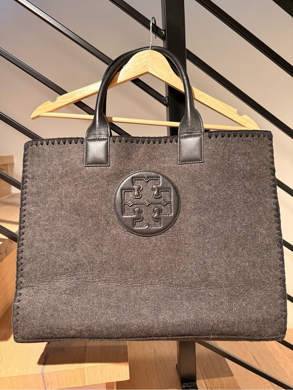 Tory Burch | Ella Stitched Tote Charcoal Grey Felt